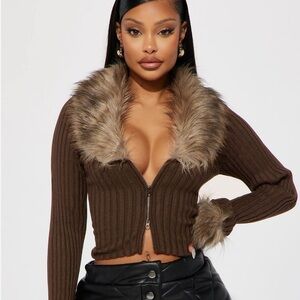 Furever Feeling Fashion Nova Cropped Zip Top